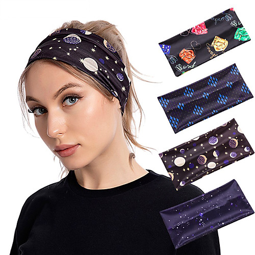 

2 pcs Creative New Starry Sky Printed Elastic Broadband Hairband Sports Sweat-absorbent Headscarf Women's Headwear Hair Accessories