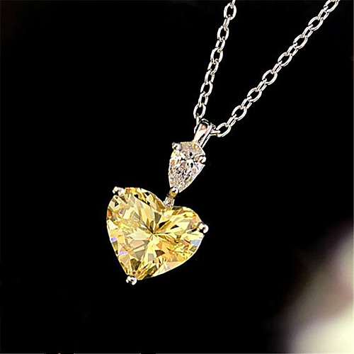 

Women's Pendant Necklace Charm Necklace Classic Heart Precious Fashion Zircon Copper Gold Plated White Yellow Blushing Pink 45 cm Necklace Jewelry 1pc For Christmas Wedding Party Evening Street Gift