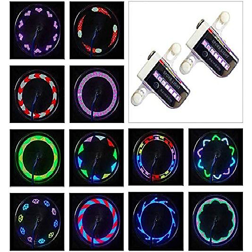 

bike wheel lights - waterproof led bicycle spoke lights safety tire lights - great gift for kids adults - 30 different patterns change - bike accessories - easy to install (2 pack)