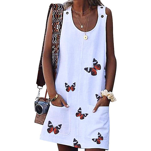 

Women's A Line Dress Knee Length Dress White Blue Purple Red Yellow Sleeveless Animal Spring Summer Round Neck Casual 2021 S M L XL XXL 3XL 4XL 5XL