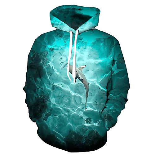 

Men's Pullover Hoodie Sweatshirt Graphic Prints Animal Print Daily Sports 3D Print 3D Print Casual Hoodies Sweatshirts Blue