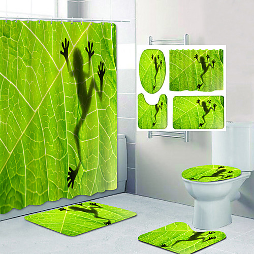 

Shadow Of Little Frog Pattern Printing Bathroom Shower Curtain Leisure Toilet Four-Piece Design