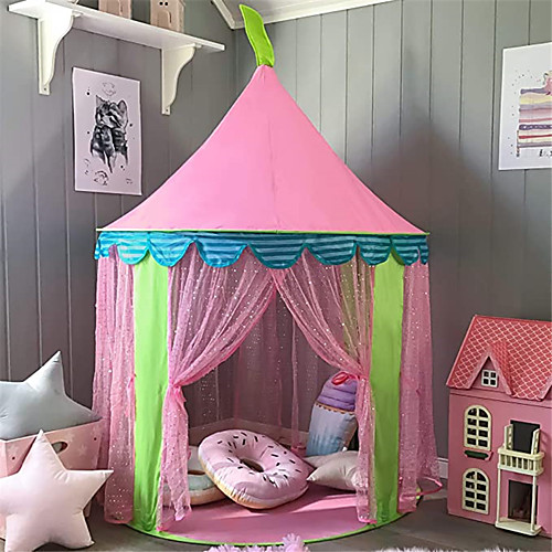 

Play Tent & Tunnel Playhouse Teepee Castle Princess Foldable Convenient Polyester Gift Indoor Outdoor Party Favor Festival Fall Spring Summer 3 years Boys and Girls Pop Up Indoor/Outdoor Playhouse