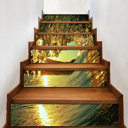 

Creative 3d Wave Staircase Stickers Diy Imitation Decorative Home Stickers Waterproof 3d Stereo Wall Stickers