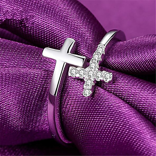 

Ring Geometrical Silver Zircon Copper Silver-Plated Cross Precious Fashion 1pc Adjustable / Women's / Open Cuff Ring / Adjustable Ring