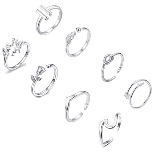 

open adjustable rings for women dainty stacking rings knot arrow wave thumb knuckle rings set