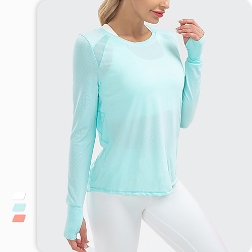 

Women's Long Sleeve Running Shirt Tee Tshirt Top Athletic Athleisure Nylon Breathable Quick Dry Soft Yoga Fitness Gym Workout Running Sportswear Solid Colored Normal White Blushing Pink Blue