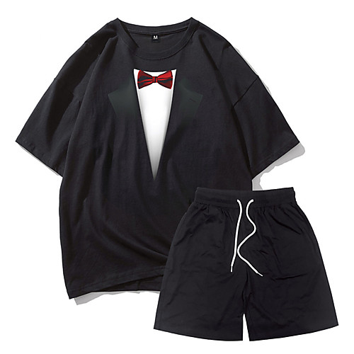 

Men's Casual / Sporty Athleisure Breathable Outdoor Daily Gym Shorts Suits Pants 3D Print Short Drawstring 3D Print Black