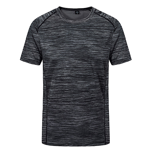 

Men's T shirt Hiking Tee shirt Short Sleeve Crew Neck Tee Tshirt Top Outdoor Lightweight Breathable Quick Dry Ventilation Autumn / Fall Spring POLY Stripes Dark Grey Red Blue Climbing Camping