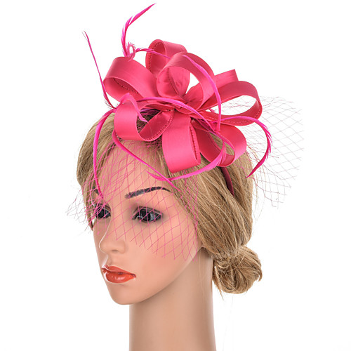

1920s Classic Feather / Silk Fascinators with Satin Flower / Ribbons 1 Piece Special Occasion / Party / Evening Headpiece