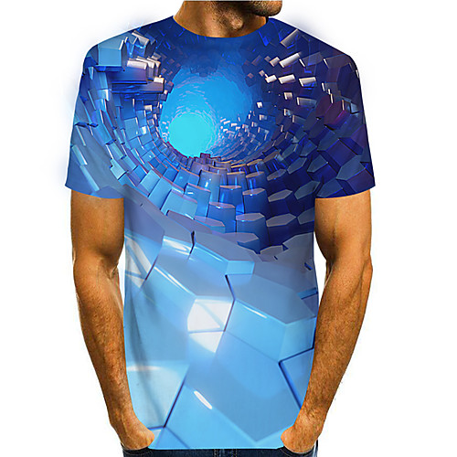 

Men's T shirt 3D Print Graphic 3D 3D Print Short Sleeve Daily Tops Basic Casual Blue