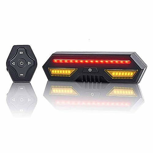 

bike tail light with turn signals-wireless remote control waterproof bicycle taillight-usb rechargeable ultra bright safety warning bike brake rear lights-easy installation
