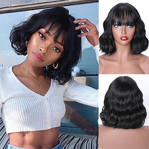 

Synthetic Wig Deep Wave Neat Bang Wig Short A1 A2 A3 A4 A5 Synthetic Hair Women's Cosplay Party Fashion Black Brown