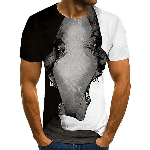 

Men's T shirt 3D Print Cartoon 3D Print Print Short Sleeve Casual Tops Casual Fashion Black / White