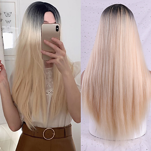 

Synthetic Wig Natural Straight Middle Part Wig Medium Length A15 A16 A17 A18 A19 Synthetic Hair Women's Cosplay Party Fashion Blue Brown