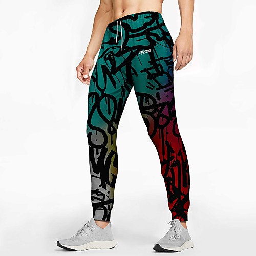 

21Grams Men's Sweatpants Joggers Jogger Pants Athletic Bottoms Drawstring Winter Fitness Gym Workout Running Training Exercise Breathable Soft Sweat wicking Sport Graffiti Green / Micro-elastic