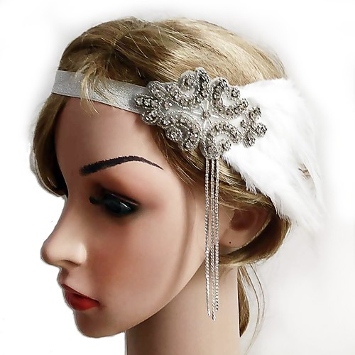 

1920s Retro Fabric Fascinators with Feather / Crystals / Sequin 1 Piece Special Occasion / Party / Evening Headpiece