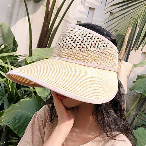 

Women's Hiking Cap 1 PCS Outdoor Portable Sunscreen Breathable Soft Hat Solid Color Polyester Light Yellow Grey for Fishing Climbing Beach
