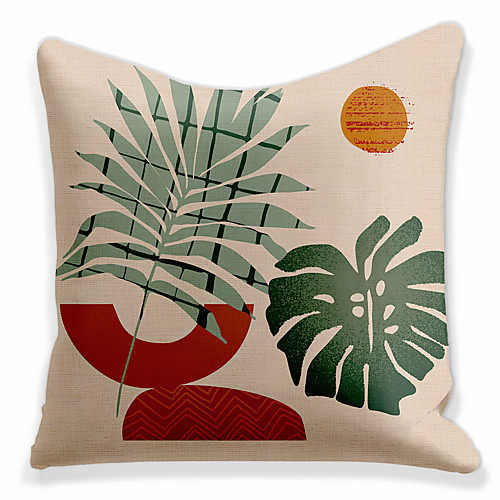 

Double Side 1 Pc Leaf Cushion Cover Print 45x45cm Linen for Sofa Bedroom