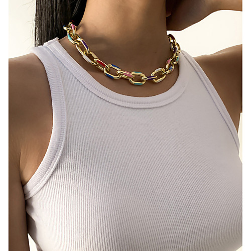 

Choker Necklace Chain Necklace Torque Women's Artistic Simple Fashion Vintage Trendy Gold 47 cm Necklace Jewelry 1pc for Street Daily Holiday Club Festival Geometric Rectangle / Long Necklace