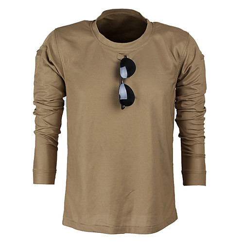 

Men's Hunting T-shirt Solid Colored Long Sleeve Outdoor Fall Spring Breathability Wearable Soft Sweat wicking Cotton Black Grey Khaki Green