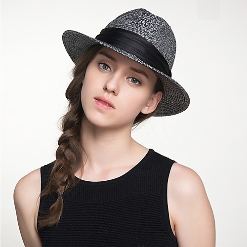 

Simple Elegant Straw Hats with Trim 1 Piece Special Occasion / Party / Evening Headpiece