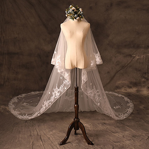 

Two-tier Cute Wedding Veil Cathedral Veils with Embroidery 62.99 in (160cm) Tulle