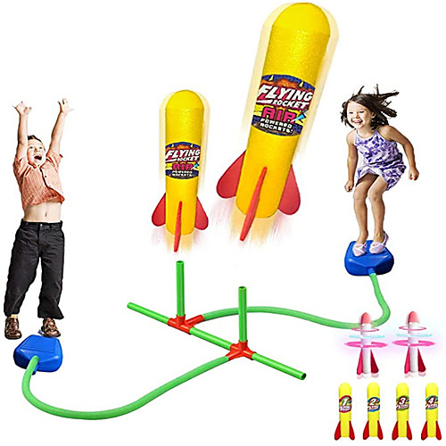 

Activity Toy Jump Rocket Launchers Outdoor Toys 7 pcs Glow in the Dark with Launcher and Foam Rockets Kid's Adults' Gift Party Favor Summer Outdoor Toys