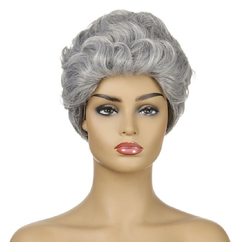 

Synthetic Wig Curly Short Bob Wig Short Silver grey Synthetic Hair Women's Fashionable Design Party Comfy Silver Dark Gray