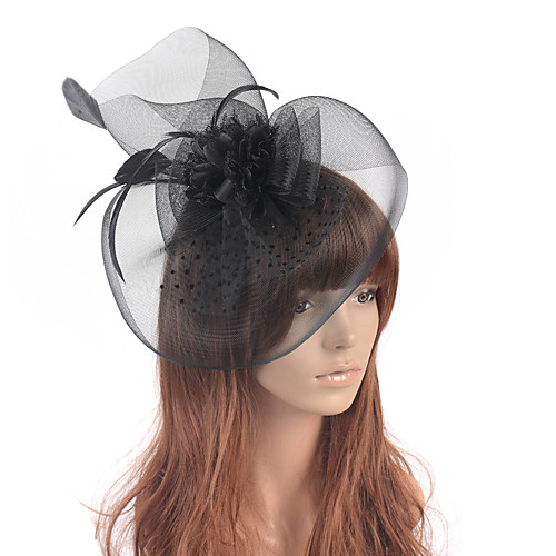 

Elegant Retro Tulle Fascinators with Feather / Floral 1 Piece Special Occasion / Party / Evening Headpiece