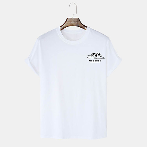 

Men's T shirt Hot Stamping Graphic Prints Letter Animal Print Short Sleeve Daily Tops 100% Cotton Basic Casual White Black Blushing Pink
