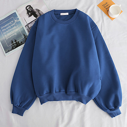

Women's Sweatshirt Sweater Pullover Pure Color Crew Neck Solid Color Sport Athleisure Sweatshirt Top Long Sleeve Breathable Soft Comfortable Everyday Use Street Casual Daily Outdoor