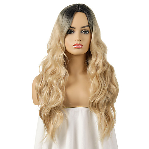 

Synthetic Wig Body Wave Asymmetrical Middle Part Wig Medium Length Black / Gold Synthetic Hair Women's Fashionable Design Cosplay Party Blonde Black