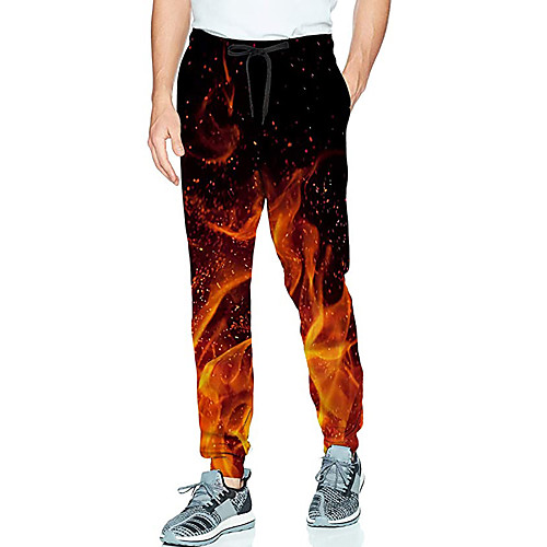 

Men's Casual Athleisure Daily Sports Jogger Pants Sweatpants Pants Flame Full Length Drawstring Pocket 3D Print 1 2
