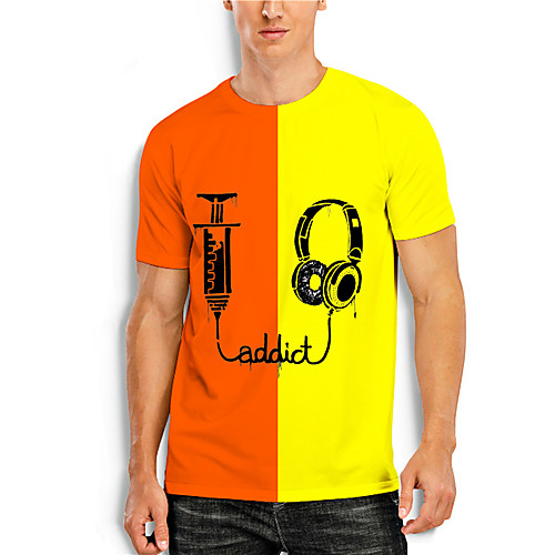 

Men's T shirt 3D Print Patchwork Graphic Prints Print Short Sleeve Daily Tops Casual Designer Big and Tall Red