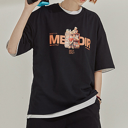 

Men's T shirt Hot Stamping Graphic Prints Letter Print Short Sleeve Casual Tops 100% Cotton Basic Casual Fashion White Black