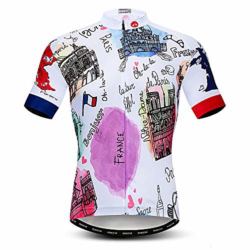 

men's cycling jersey short sleeve bike biking shirt bicycle clothing quick dry france size l
