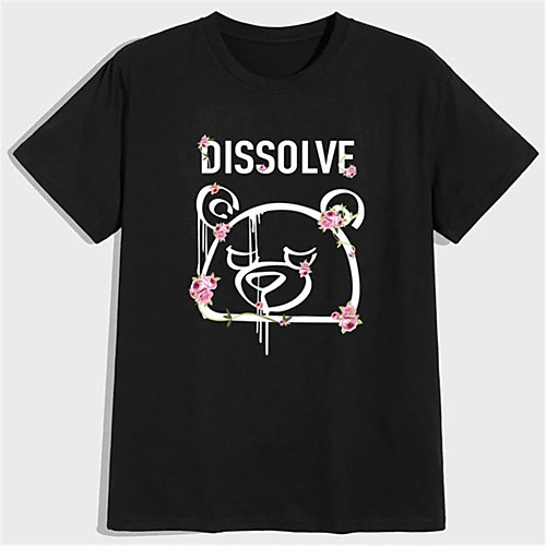 

Men's T shirt Hot Stamping Graphic Prints Toy Bear Print Short Sleeve Daily Tops 100% Cotton Basic Fashion Classic Black