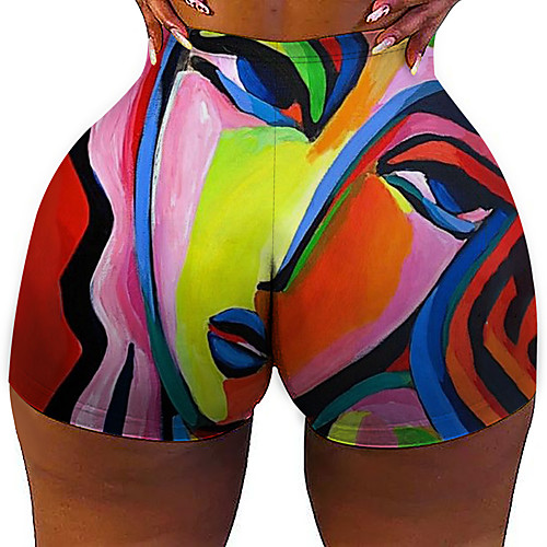 

Women's Colorful Fashion Comfort Holiday Beach Leggings Pants Lines / Waves Graphic Prints Short Sporty Elastic Waist Print Rainbow