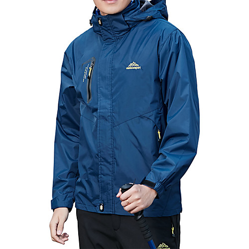 

Men's Hiking Jacket Hiking Windbreaker Outdoor Solid Color Lightweight Windproof Breathable Quick Dry Jacket Hoodie Top Full Length Visible Zipper Fishing Climbing Beach Black Army Green Blue Dark