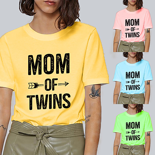 

Women's Tee / T-shirt Pure Color Crew Neck Letter Printed Sport Athleisure T Shirt Top Short Sleeves Breathable Soft Comfortable Everyday Use Street Casual Daily Outdoor