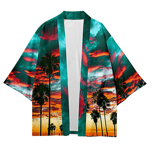 

Men's Shirt 3D Print Scenery Coconut Tree 3D Print Short Sleeve Casual Tops Casual Fashion Breathable Comfortable Rainbow