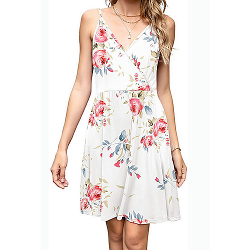 

Women's Strap Dress Knee Length Dress Multicolor_1 White Black Blue Red Yellow Green Brown Light Blue Sleeveless Solid Color Tie Dye Print Summer cold shoulder Casual Sexy 2021 S M L XL XXL 3XL
