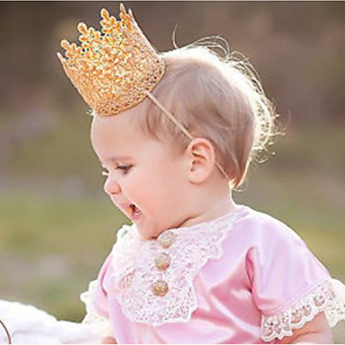 

Girls' For Birthday Party Festival Crown Fabric Golden 1pc