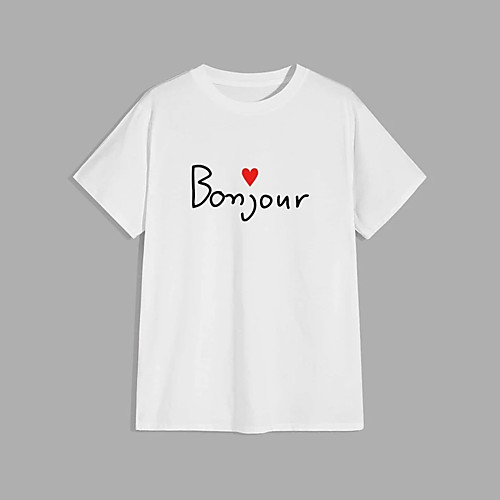 

Men's T shirt Hot Stamping Letter Print Short Sleeve Casual Tops 100% Cotton Basic Casual Fashion White