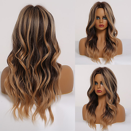 

Synthetic Wig Deep Wave Middle Part Wig Medium Length A1 A2 Synthetic Hair Women's Cosplay Party Fashion Black Brown