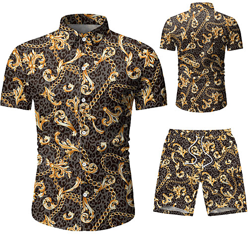 

Men's Shirt Other Prints Graphic Prints Print Short Sleeve Vacation Tops White Black