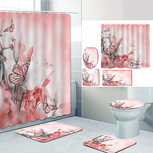 

Bathroom Shower Curtain & Mat Set Modern Polyester New Design