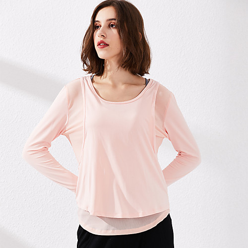 

Women's Long Sleeve Running Shirt Thumbhole Patchwork Tee Tshirt Top Athletic Athleisure Summer Elastane Moisture Wicking Quick Dry Breathable Yoga Fitness Gym Workout Running Training Sportswear