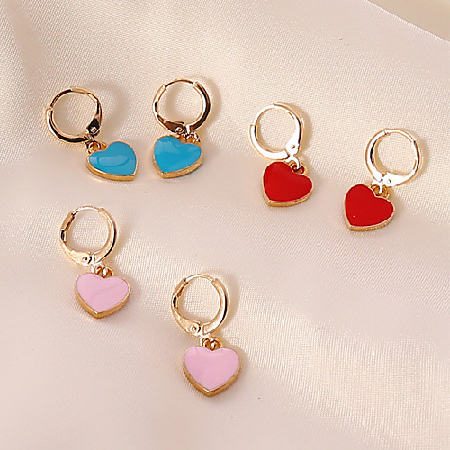 

Women's Drop Earrings Earrings Heart Sweet Heart Simple Bohemian Fashion Trendy Sweet Earrings Jewelry Blue / Red / Blushing Pink For Gift Vacation Beach Festival 1 Pair